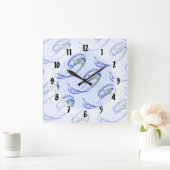 Fractal - Dolphin Vierkante Klok (Huis)
