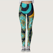 Fractal en geometrisch patroon in turkooistisch si leggings (Voorkant)