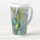 Fractal Evolution, Golden Turquoise Abstracte Art Latte Mok (Rechterhoek)