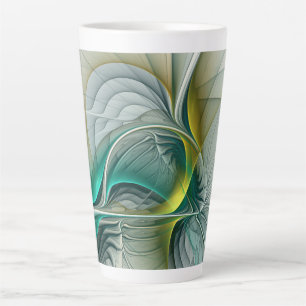 Fractal Evolution, Golden Turquoise Abstracte Art Latte Mok