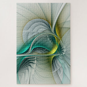 Fractal Evolution, Golden Turquoise Abstracte Art Legpuzzel