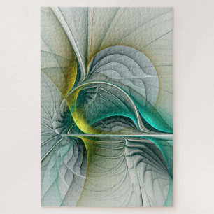 Fractal Evolution, Golden Turquoise Abstracte Art Legpuzzel