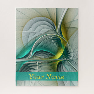 Fractal Evolution, Golden Turquoise Abstracte naam Legpuzzel