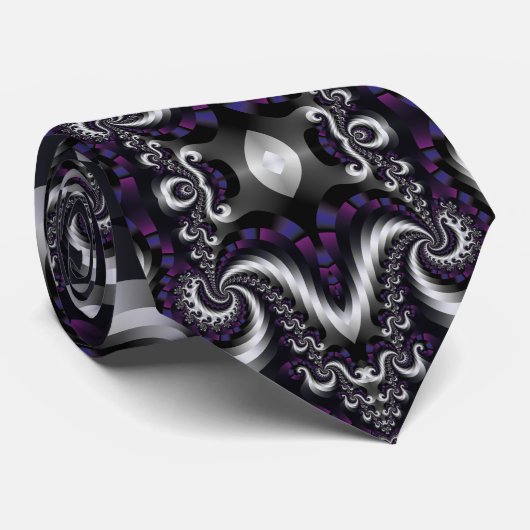 Fractal Fancy Plum Spiral Stropdas (Opgerold)
