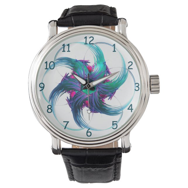 Fractal Fantasy Swirls Watch Horloge (Voorkant)