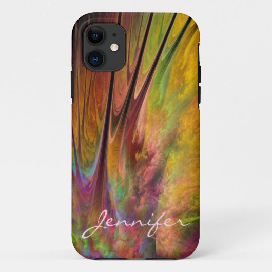 Fractal Feathers & aangepaste naam Case-Mate iPhone Case (Achterkant)