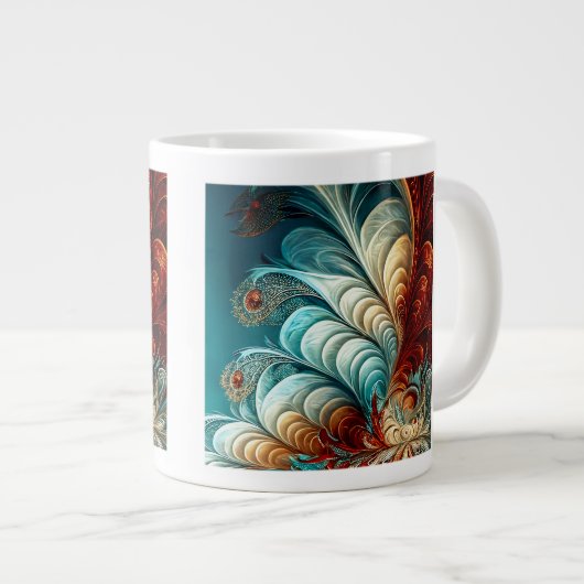 Fractal Feathers Jumbo Mok (Voorkant rechts)