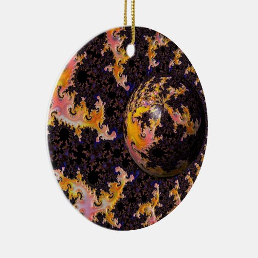 Fractal Firestorm Sphere Keramisch Ornament (Rechts)