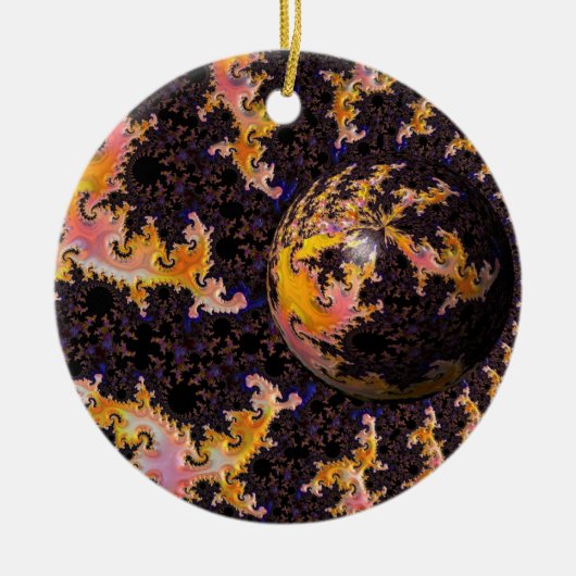 Fractal Firestorm Sphere Keramisch Ornament (Voorkant)