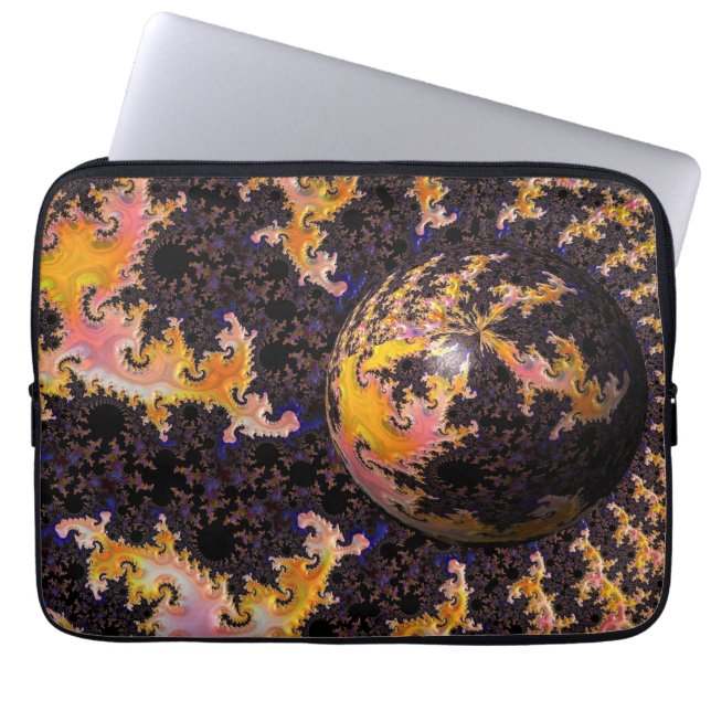 Fractal Firestorm Sphere Laptop Sleeve (Voorkant)