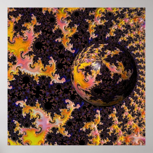 Fractal Firestorm Sphere Poster (Voorkant)
