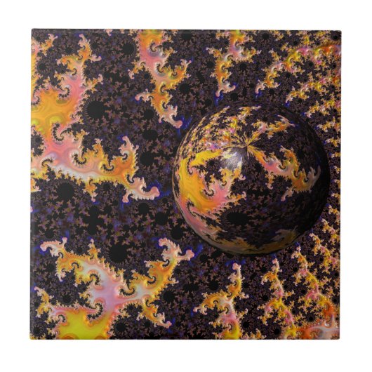 Fractal Firestorm Sphere Tegeltje (Voorkant)
