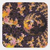 Fractal Firestorm Sphere Vierkante Sticker (Voorkant)