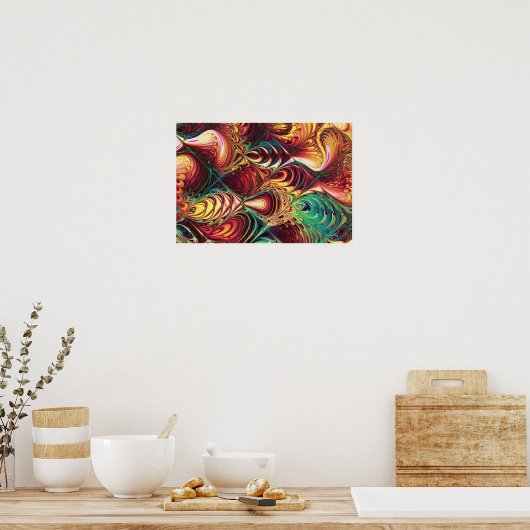 Fractal Fish Pattern Poster (Keuken)