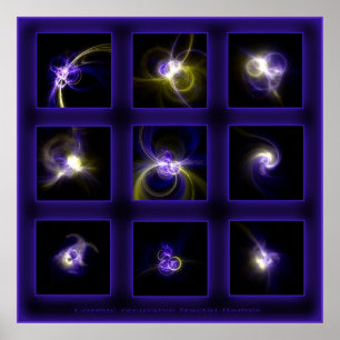 Fractal Flames Comp. -blauw Poster