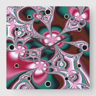 Fractal Floral Fantasy Design Vierkante Klok