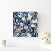 Fractal Floral in pastelschoppen Vierkante Klok (Huis)