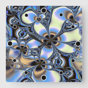 Fractal Floral in pastelschoppen Vierkante Klok