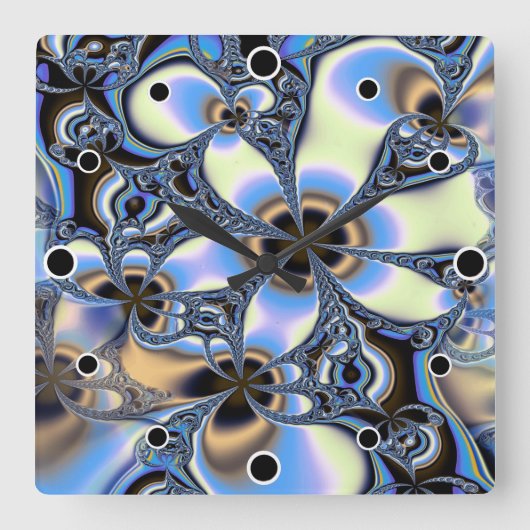 Fractal Floral in pastelschoppen Vierkante Klok (Voorkant)