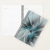 Fractal Floral Moderne Abstrait Fleur Bleu Gris (Devant avec enveloppe)