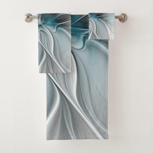 Fractal Floral Moderne Abstrait Fleur Bleu Gris (En situation)