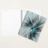 Fractal Floral Moderne Abstrait Fleur Bleu Gris (Devant avec enveloppe)