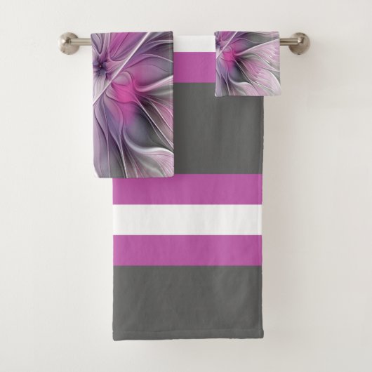 Fractal Floral Moderne Abstrait Fleur Rose Gris (En situation)
