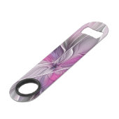 Fractal Floral Moderne Abstrait Fleur Rose Gris (Devant angulaire)