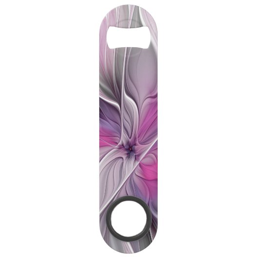 Fractal Floral Moderne Abstrait Fleur Rose Gris (Devant)