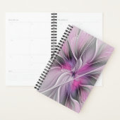 Fractal Floral Moderne Abstrait Fleur Rose Gris (Devant avec enveloppe)