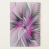 Fractal Floral Moderne Abstrait Fleur Rose Gris (Dos)