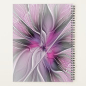 Fractal Floral Moderne Abstrait Fleur Rose Gris (Dos)