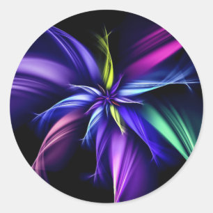 Fractal Flower kleurig Ronde Sticker