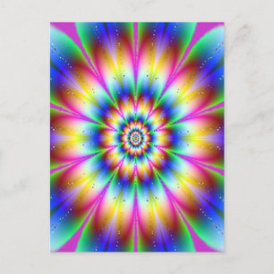 Fractal Flower rainbow Explosion Briefkaart