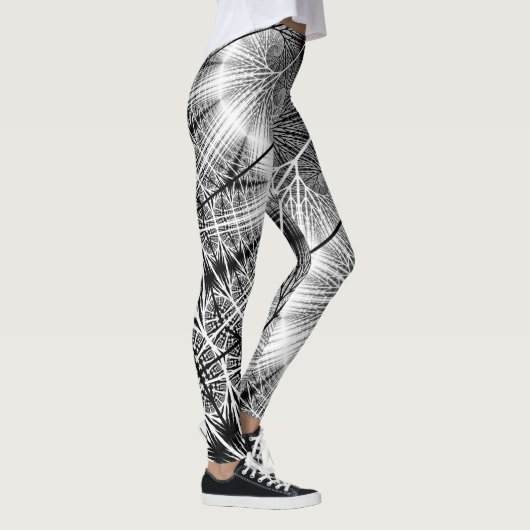 Fractal Forest Mystical Transparent Spiral Pattern Leggings (Rechts)