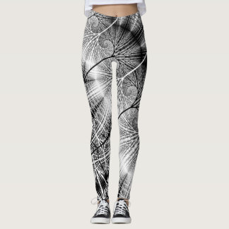 Fractal Forest Mystical Transparent Spiral Pattern Leggings
