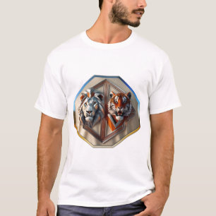 Fractal Fury: Leeuw vs. Tijger T-shirt