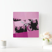 Fractal Garden roze Vierkante Klok (Huis)