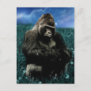 Fractal Gorilla in de weide Briefkaart