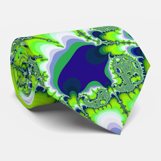Fractal Green en Blue Stropdas (Opgerold)