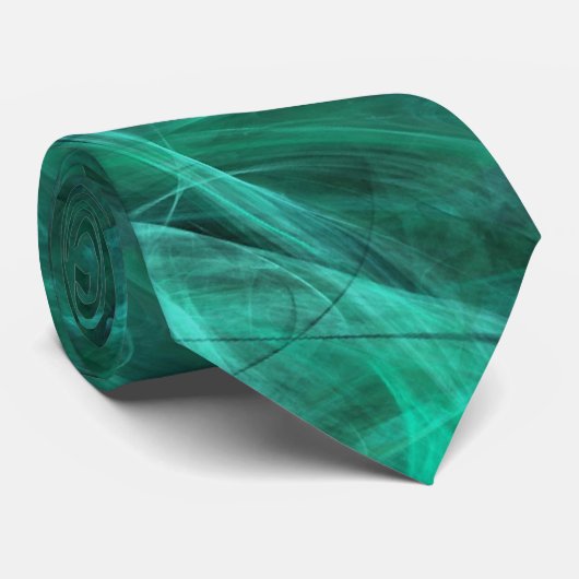 Fractal Green Swirls Abstracte Mannen Stropdas (Opgerold)