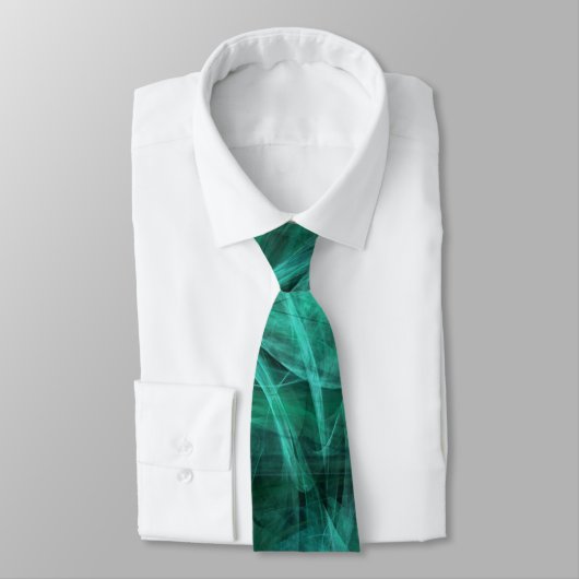 Fractal Green Swirls Abstrait Mens Cravate (Attaché)