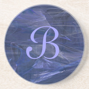 Fractal Grunge reeks-13—Blauw onderzetter-1 van Zandsteen Onderzetter