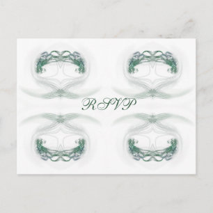 Fractal Hearts Green RSVP Uitnodiging Briefkaart