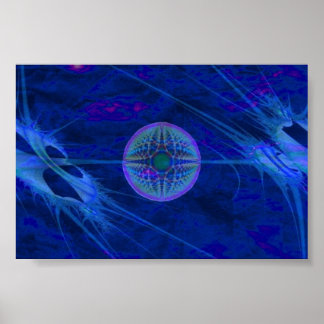 Fractal in blauw poster