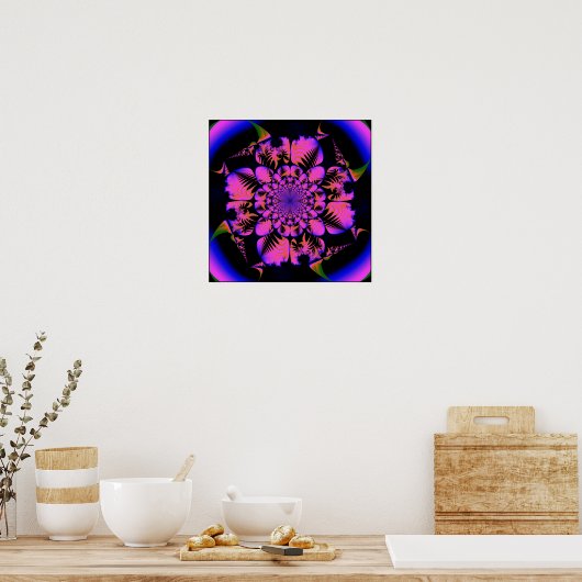 fractal in zwartlichte stijl poster (Keuken)
