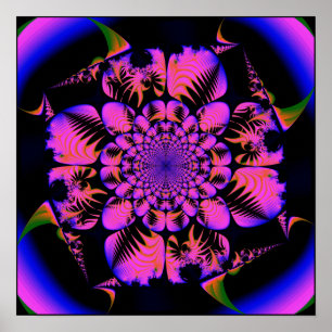 fractal in zwartlichte stijl poster