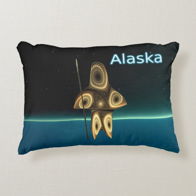 Fractal Inuit Hunter - Alaska Accent Kussen (Voorkant)