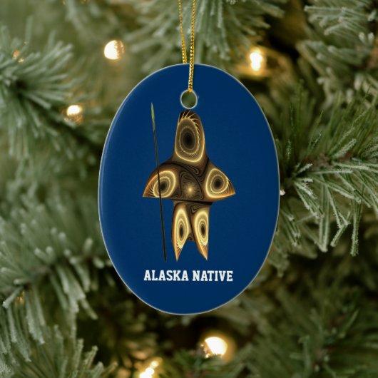 Fractal Inuit Hunter - Alaska Native Keramisch Ornament (Boom)