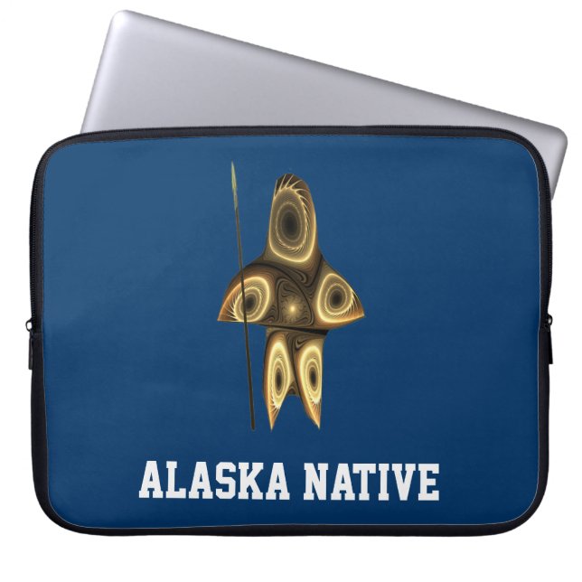 Fractal Inuit Hunter - Alaska Native Laptop Sleeve (Voorkant)